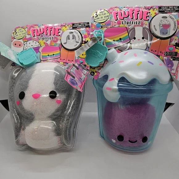 Lot of 2 Fluffie‎ Stuffiez Plush – Bunny & Cupcake – Sealed NEW MGA Collectibles