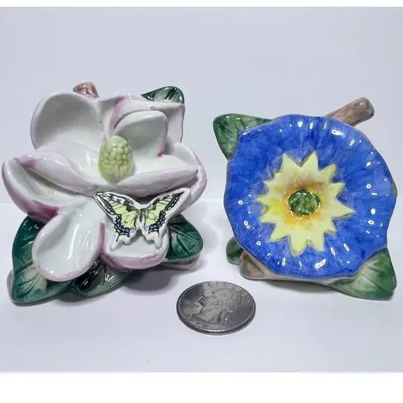 Portmeirion Botanic Garden Butterflies Salt & Pepper Shakers - Vintage Porcelain