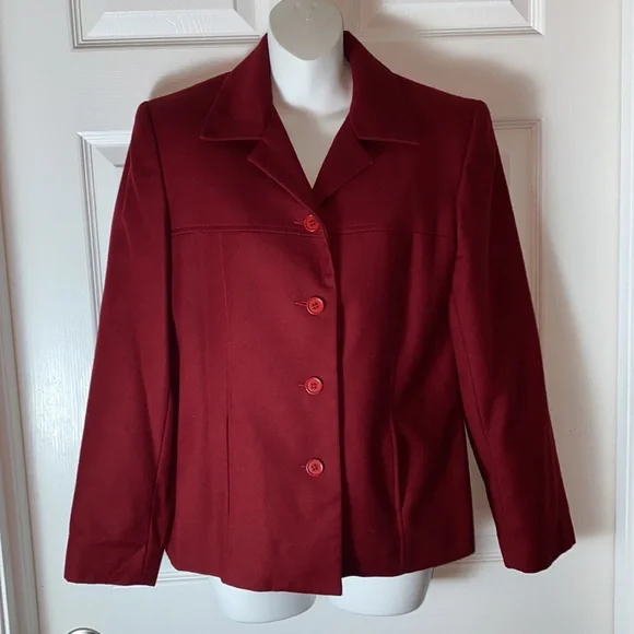 Sandro 100% Wool Red Blazer Jacket lined  with Pockets Size 8