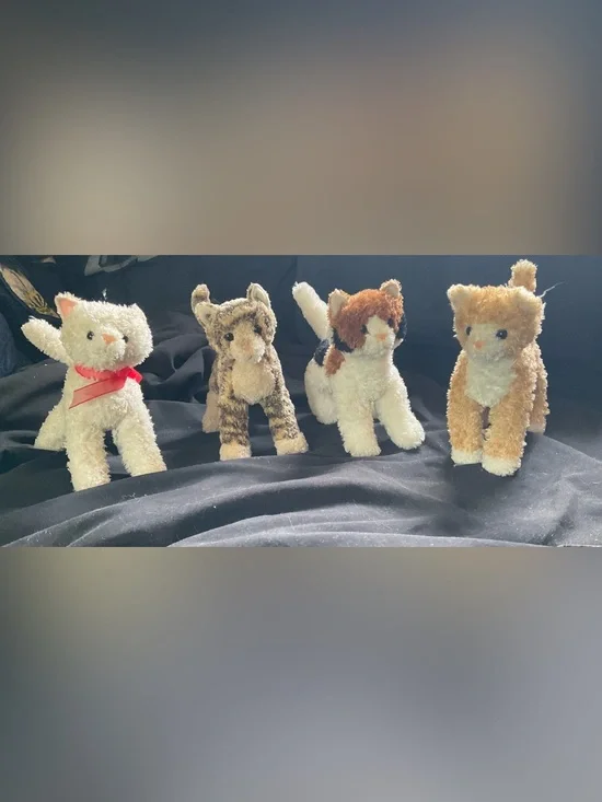 Plush Kitten Toy Set - White, Brown Tabby, Calico & Tan