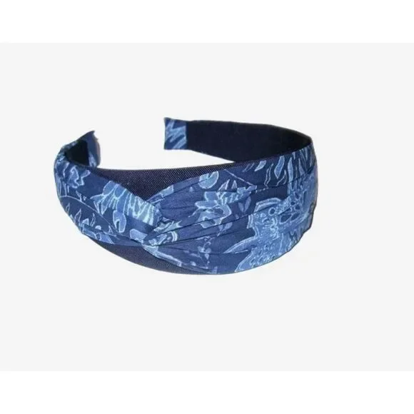 Baby Gap Kids girls floral navy blue twist fabric plastic hard headband 2T 3 4 5