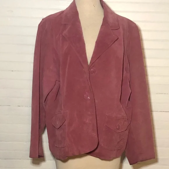 Plus Size Pink Suede Jacket