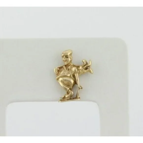 Mens 14k Yellow Gold Golf Tie Tack Lapel Pin Man Golf Bag