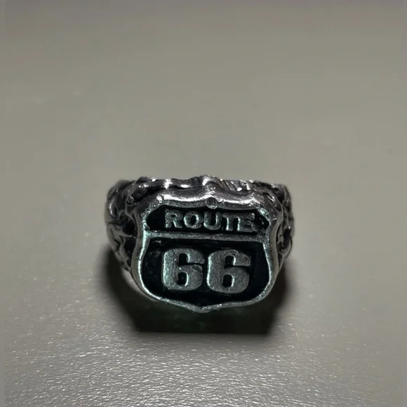 Route 66‎ Men's Ring -Hand Carved Pewter Biker's Very Heavy Ring Size 9