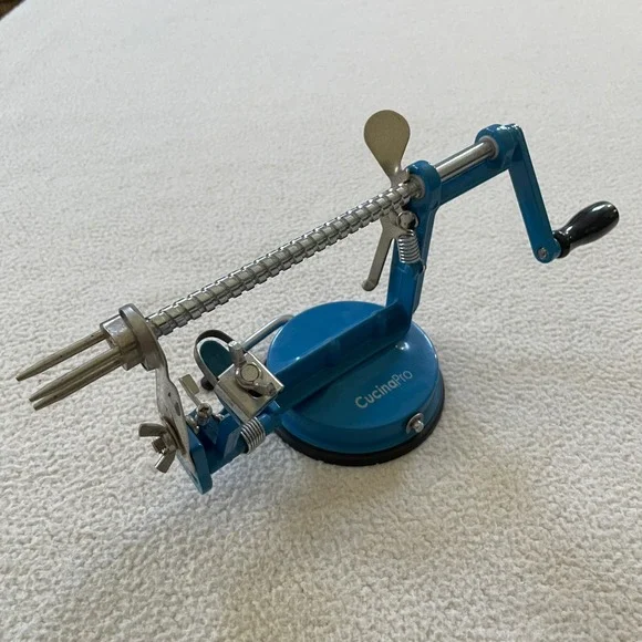 CucinaPro Apple Peeler Corer Slicer Blue Suction Base Hand Crank‎ Kitchen Tool