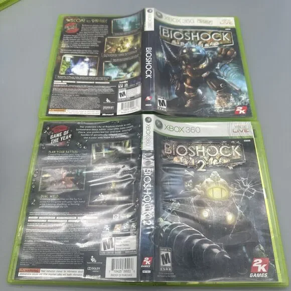 Bioshock 1 & 2 Xbox 360 Bundle - Tested Working Missing One Manual In Box