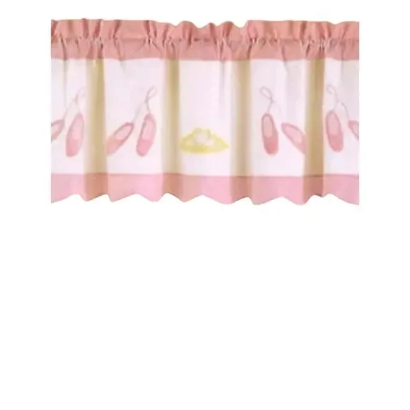 Ballet Recital Pink & White Ballet Embroidered Valance Curtain