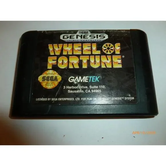 Wheel of Fortune Sega Genesis 16-Bit Video Game Cartridge GameTek 1992 Vintage