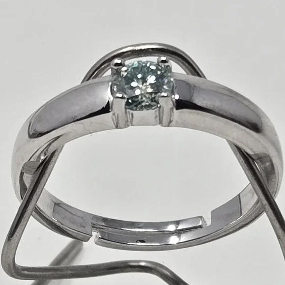 New 0.5ct Colored Moissanite Ring Round Brilliant GRA Certified Adjustable 6-12‎