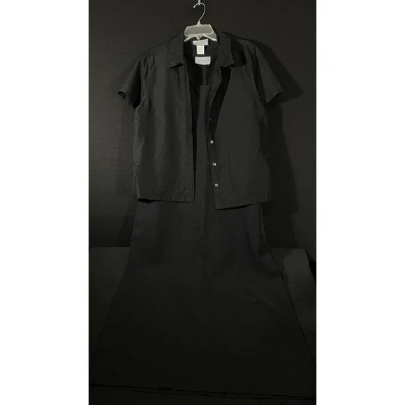 VTG‎ Directives Women's 2 Piece Black Suit Dress & Jacket Set Career Size Large