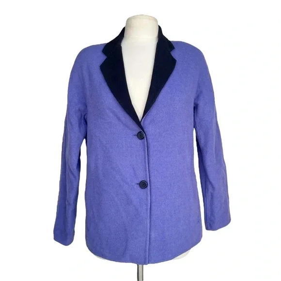 CARLISLE Size 4 Amethyst Black Cashmere Wool Blend Reversible Vintage Jacket