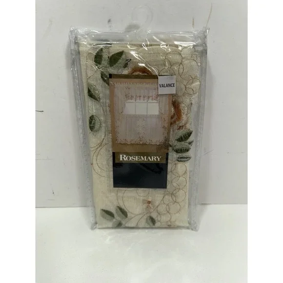 Rosemary Floral Embroidered Semi-Sheer Kitchen Curtain 58