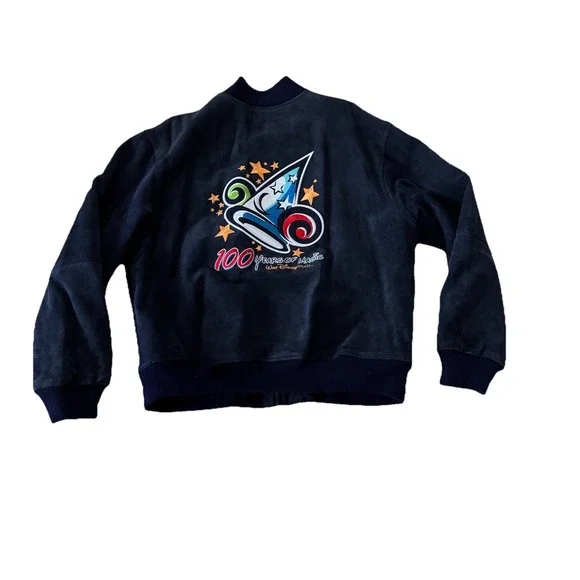Walt Disney World 100 Years of Magic XL Suede Leather‎ Coat Jacket Embroidered
