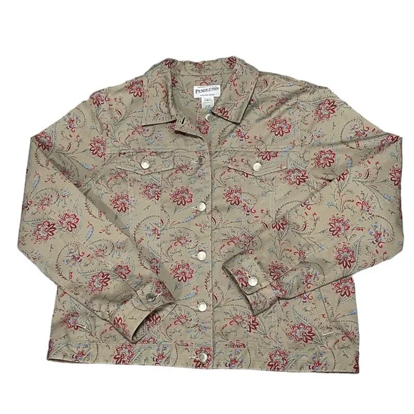 Pendleton Women’s Floral Button Large Tan Jacket