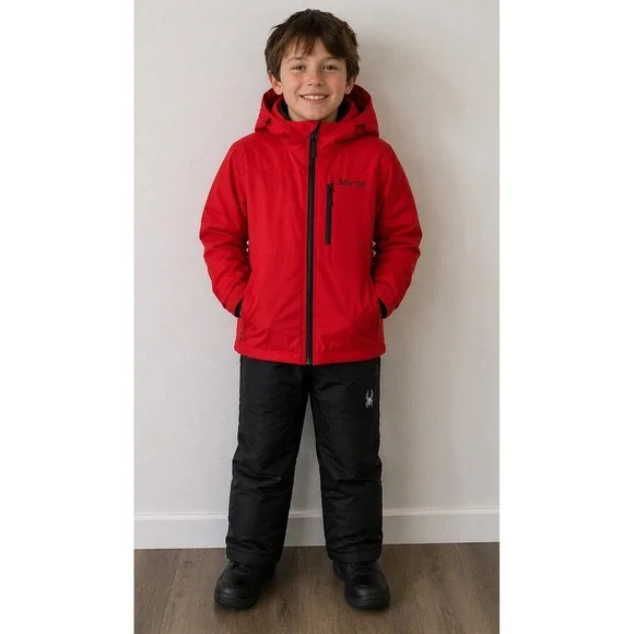Marmot Snowline Insulated Jacket Kids XL Red Hooded Waterproof Coat M16356 Youth