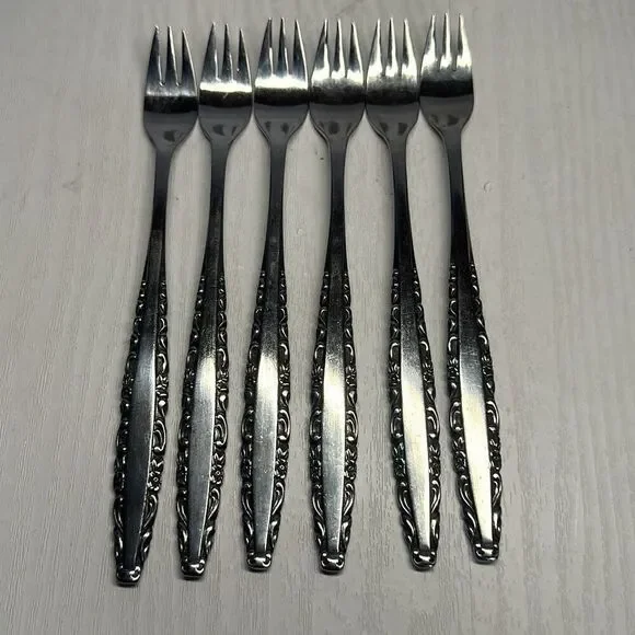 Northland Oneida Stainless Steel Love Story set 6 Cocktail Seafood Forks Japan‎