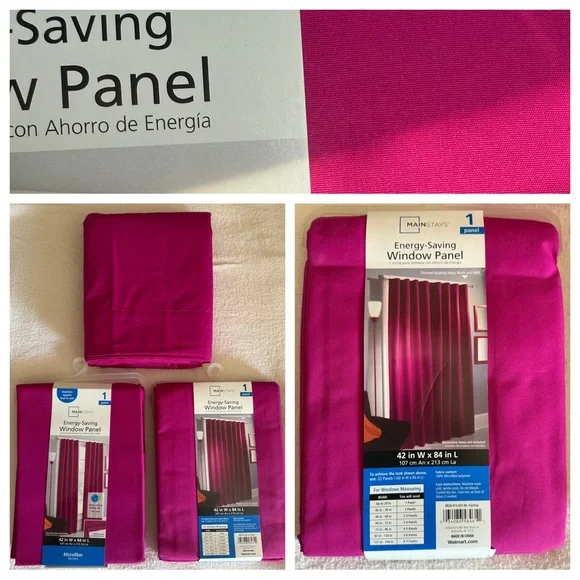Mainstays Fuchsia Energy-Saving Window Panel 42” x 84”- Set of 3 Panels