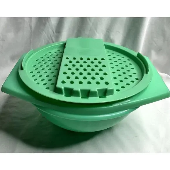 Vintage Tupperware Jade Green Grater Slicer Bowl Set 1970s – Mid Century Kitchen
