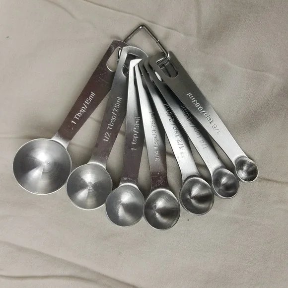 Measuring Spoons Set Unisex OS Silver Excellent Stainless Steel 7pc heavy duty
