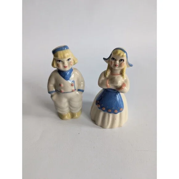 VTG Ceramic Arts Studio Dutch Couple Boy Girl Salt Pepper Shakers MCM