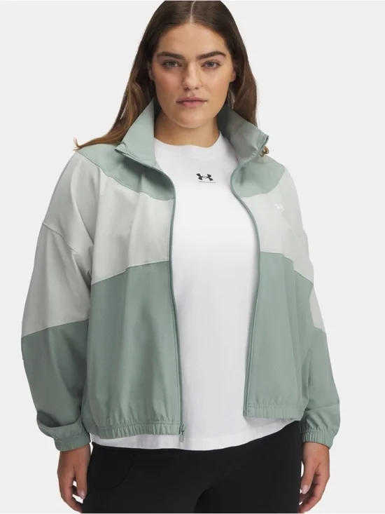 NWT Under Armour Women's Sage and Light Gray Colorblock Bomber Jacket Size XL