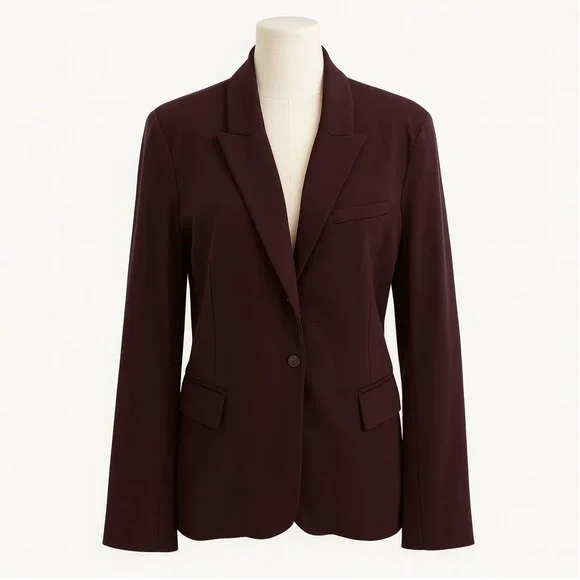 Jarbo Blazer Burgundy Womens Size 40/L Single Button Cotton Lycra Stretch Jacket