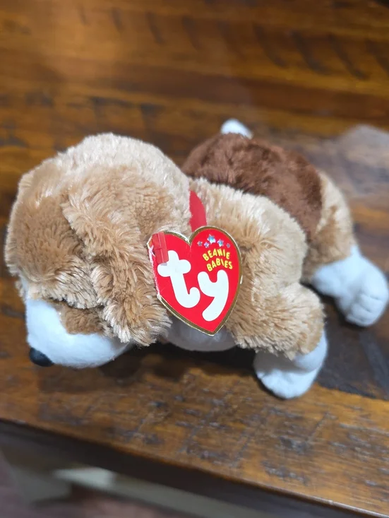 Ty Brown, White & Tan Puppy Beanie Plush