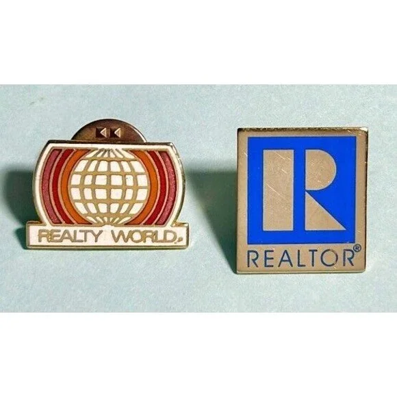 Realty World & Realtor - 2 Real Estate Collectible or ID Lapel Pins