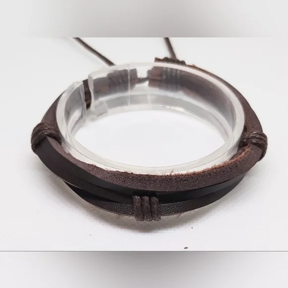 Men's Bracelet Leather Layered Brown NEW f30‎