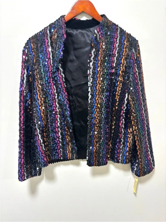 Deadstock Rainbow Sequin Blazer Jacket Vintage Wm A Lewis Chicago Pre-1972 Rare