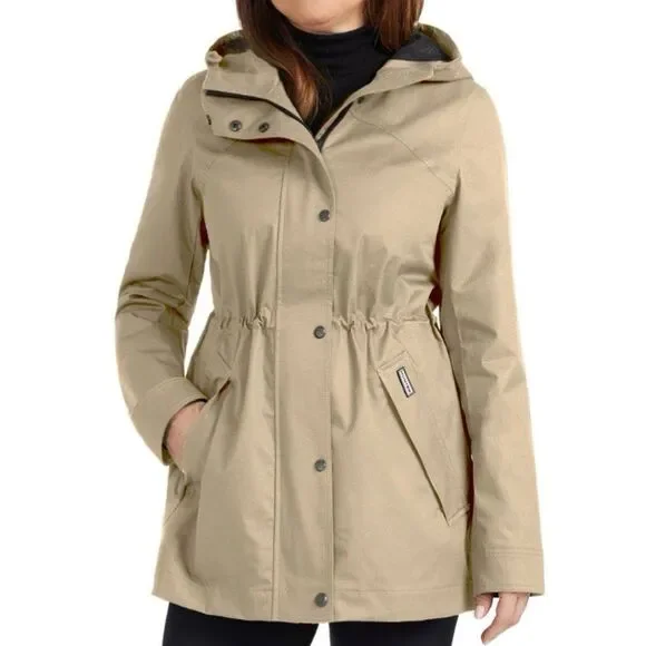 NEW NWOT Hunter Adela Cinched Waist TAN Rain Jacket Coat sz S