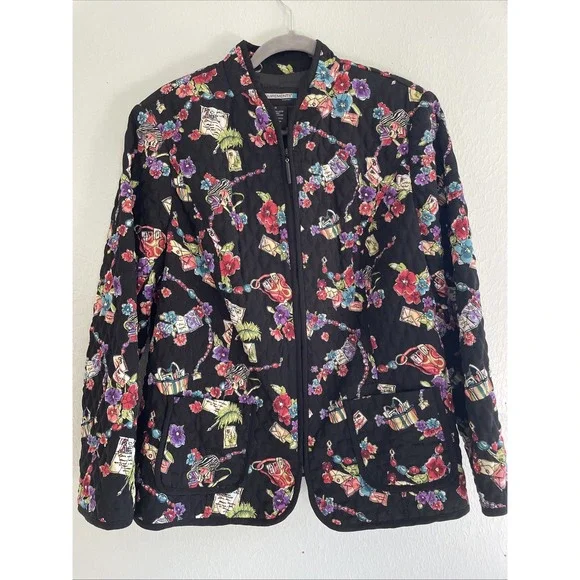 Vintage Quilted Grannycore Jacket‎ Teacher Valentines Cottagecore Lightweight XL
