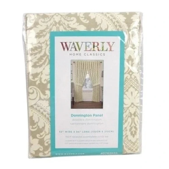 Waverly‎ Donnington Curtain Panel 52x84 Linen New Damask Cotton Back Tab