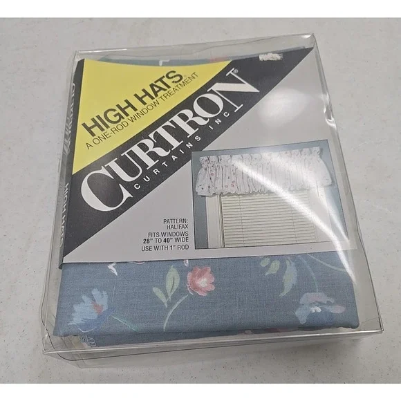 NEW Vintage Curtron‎ Blue Floral Valance Window Drape Curtain Topper 84