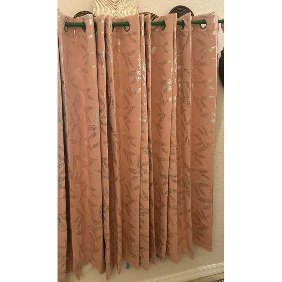 Deconovo pink with silver leaf curtains 4‎ panels 40