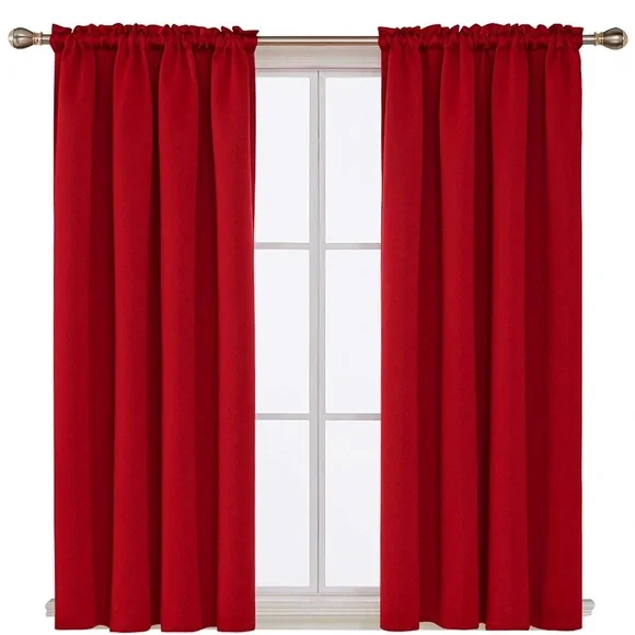 Deconova blackout vibrant Elegant Red Curtains