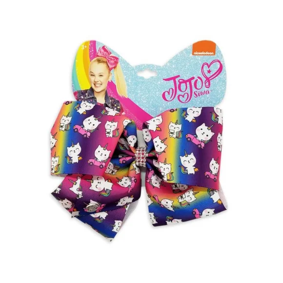 NEW JoJo Siwa Large Cheer Hair Bow Rainbow UniKitty JJ3725
