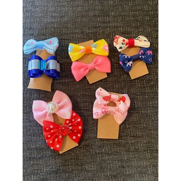 Unbranded Hair Bow Clips Girls Multicolor New 10pc Set Polka Dot Strawberry