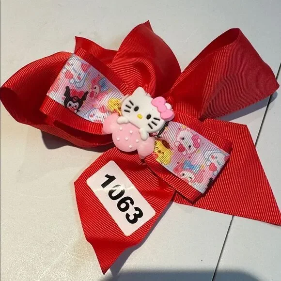 1063 Red  Color Hello Kitty Hair Alligator Clip Bow