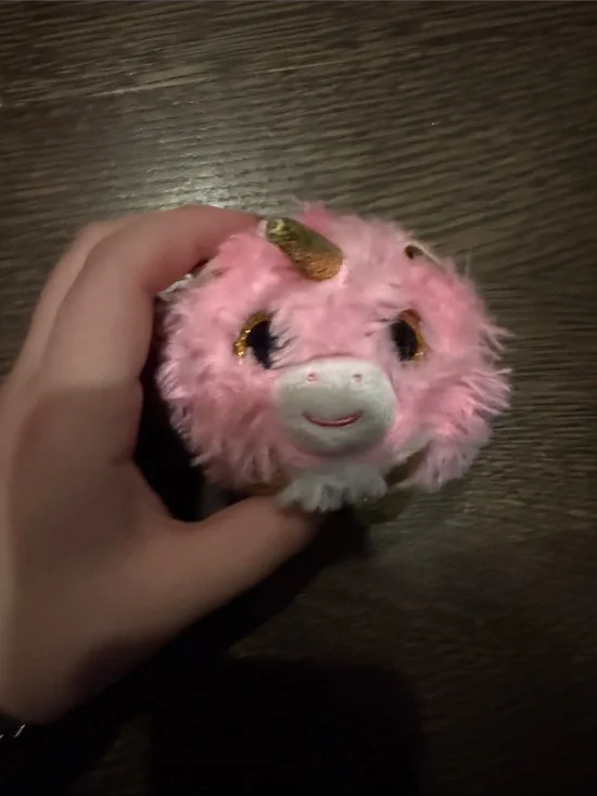 Ty Pink Plush Unicorn Small Pet Toy with Gold Horn