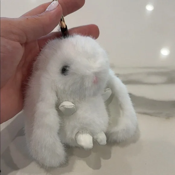 White Plush Bunny Keychain