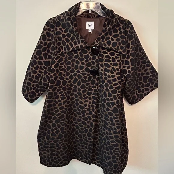 LUII Anthropologie Womens Large Animal Giraffe Mod S/S‎ Swing COAT Jacket EUC