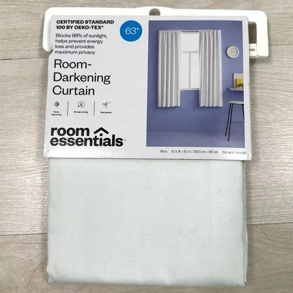 Room Essentials Room Darkening Curtain White 63‎ Inch Single Panel