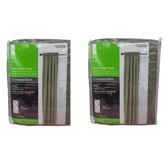 A Pair of Blackout Curtain Panels‎ - Artichoke Green - Blocks 99% Light (40x63)