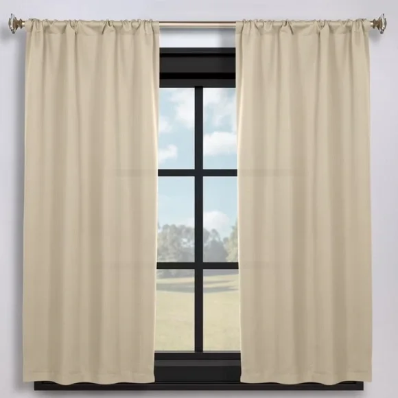 🍀 3 for $25 Semi Blackout Drapes Cream Khaki  Color 84 x 42 Rod Pocket Long
