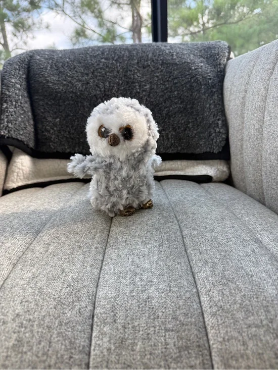 Plush Grey Owl Small Pet Toy - Soft Stuffed Companion