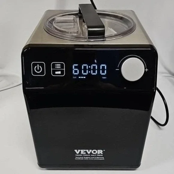 VEVOR Automatic Ice Cream Maker with Compressor 1.5qt Stainless Steel Black