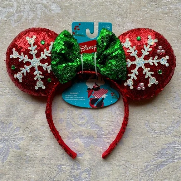 Disney Minnie Mouse Ears Holiday Headband New