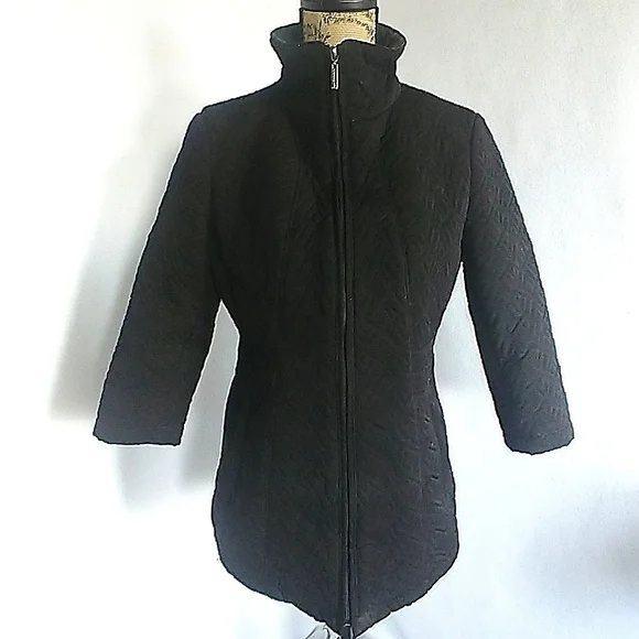 GALLERY Black Quilted Jacket Coat