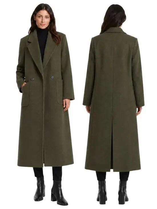 Talbots Wool Cashmere Silk Blend Long Coat Floor Length Green Size 1X